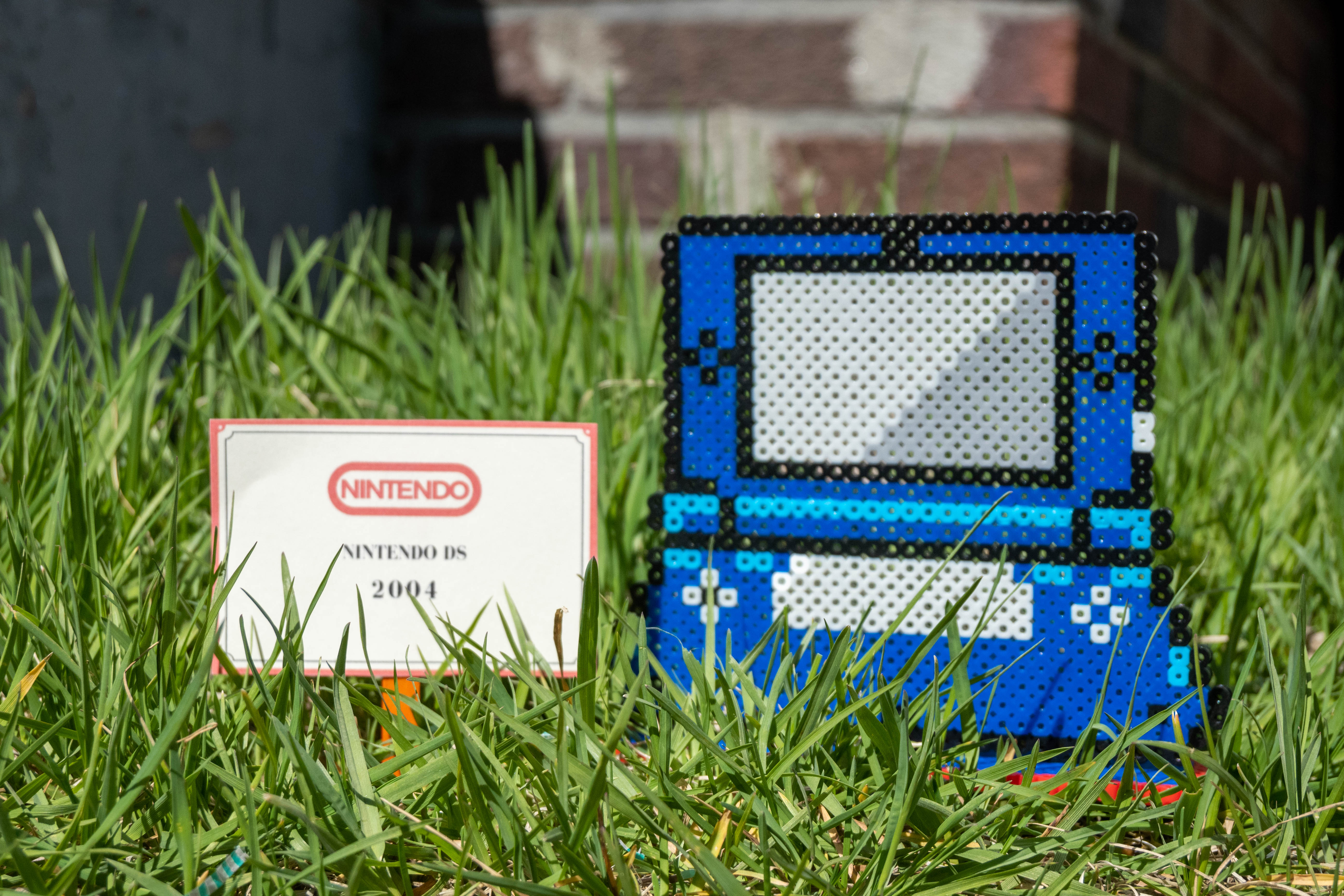 Blue DS made out of Perler brand fuse beads.